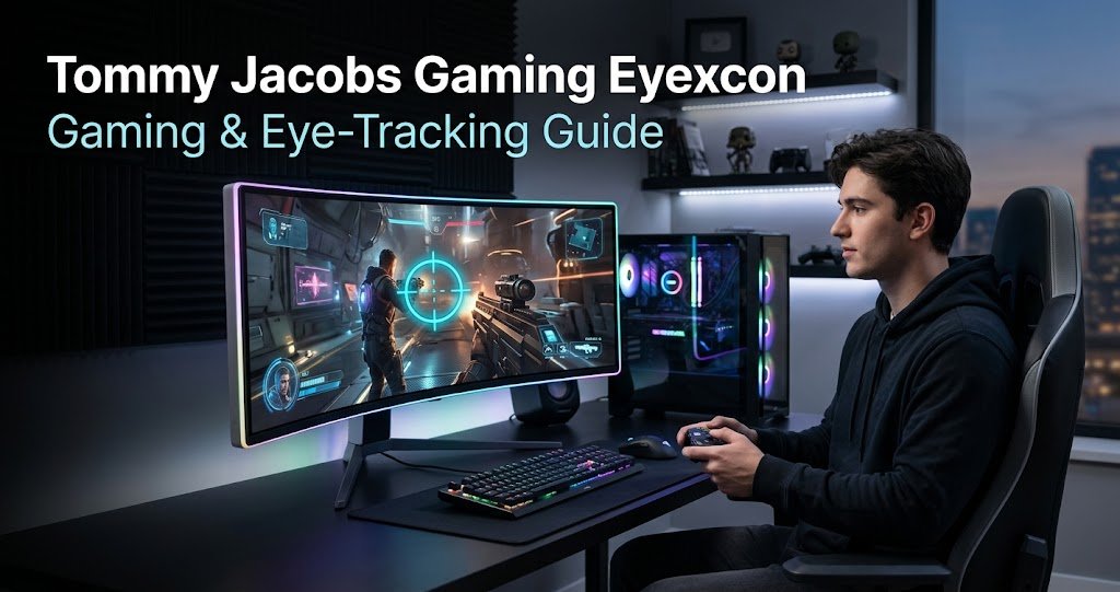 Tommy Jacobs Gaming Eyexcon featuring eye-tracking technology and futuristic gaming setup
