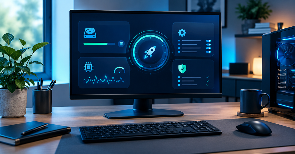 Desktop computer illustrating PC cleaning, performance optimization, and reliable Windows maintenance in 2026