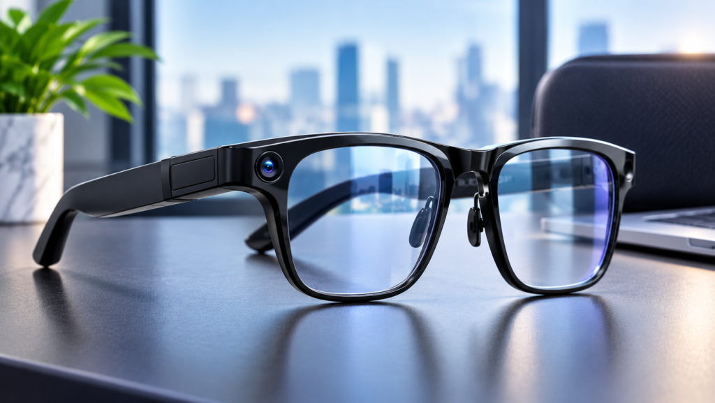 Alibaba Qwen ai Glasses S1 smart glasses featuring a sleek black design, built-in camera, and AI-powered smart features.