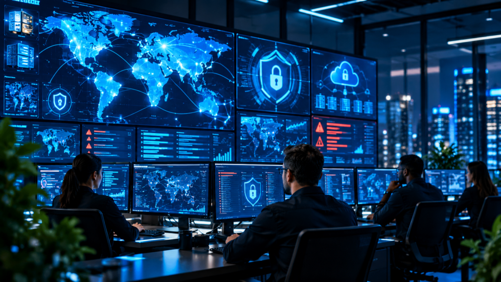 Managed security service provider monitoring cybersecurity threats in a security operations center Copy alt text